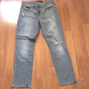 Lucky Brand Gray Distressed Frayed Hem Ankle Jeans